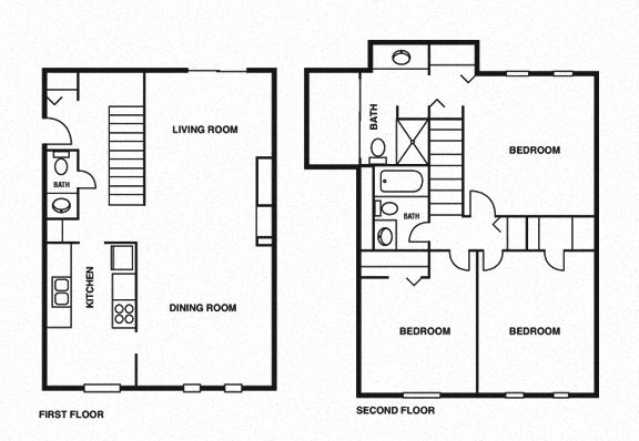 Floor plan for 3 beds, 2 baths, 1200 sqft